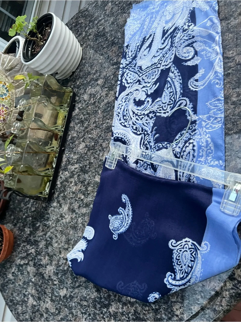 Blue Paisley Silk Scarf Wrap - Women's Elegant Accessory